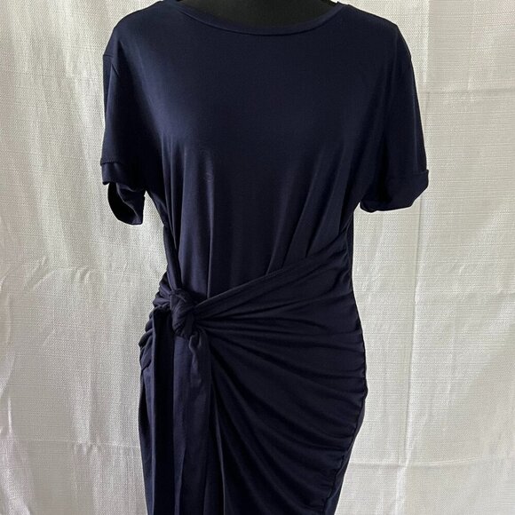 Lillusory Classic Front Tied Wrap Mini Dress Color Navy Blue Large - 0126 - Picture 2 of 6